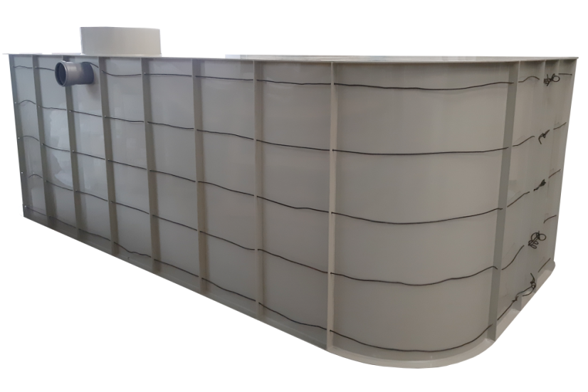 Hranatá nádrž s kulatými rohy - Výška nádrže: 1 500 mm, Velikost nádrže: 3000x2500 mm